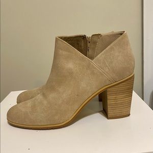 Cut-Out Block Heel Suede Booties
